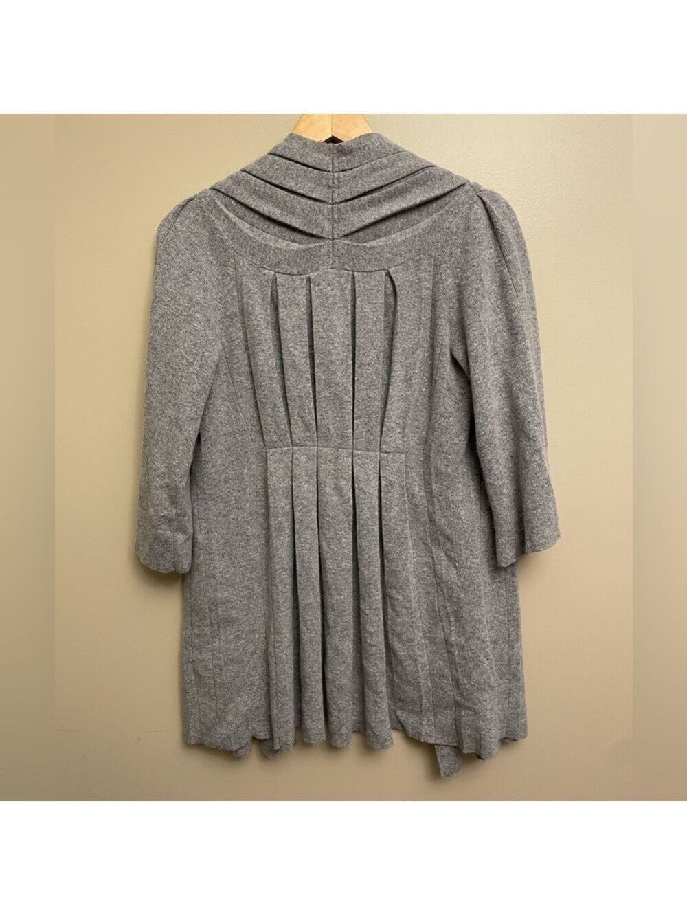 Anthropologie Moth Puckered and Pleated Cardigan Grey Small Angora Rabbit Wool - Picture 5 of 5